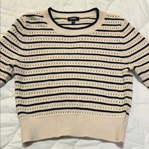 Express Crew Neck Black and Cream Striped Sweater
